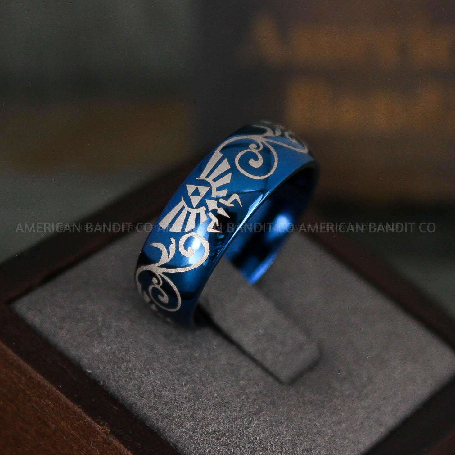 IMG_6203 Zelda Rings, Zelda Wedding Rings, Gamer Rings, Gamer Jewelry, Zelda Wedding Bands, Gamer Wedding Rings, Blue Wedding Rings - Image 1