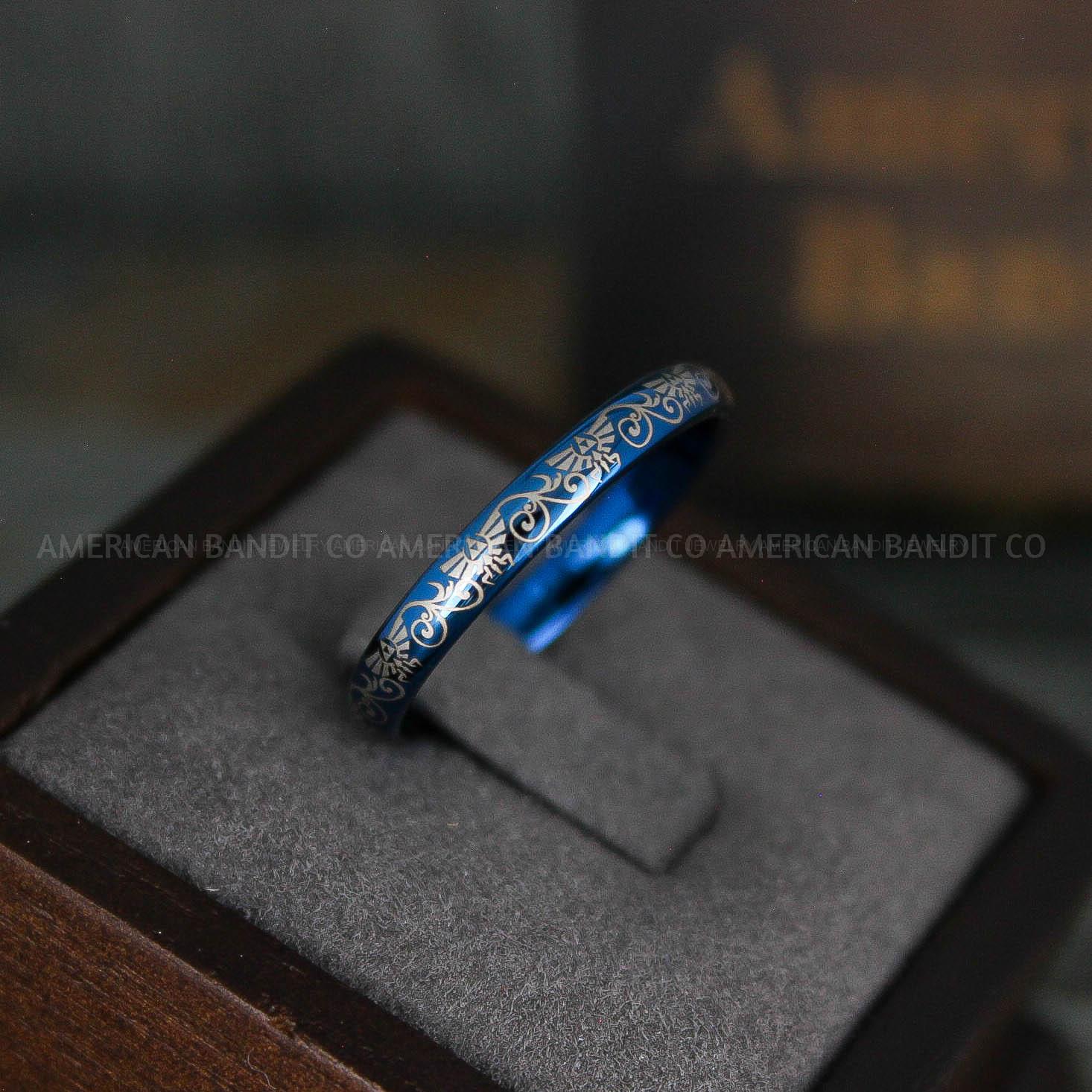 IMG_6207 Zelda Rings, Zelda Wedding Rings, Gamer Rings, Gamer Jewelry, Zelda Wedding Bands, Gamer Wedding Rings, Blue Wedding Rings - Image 1