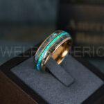 Opal Ring, Opal Wedding Ring, Abalone Shell Ring, Abalone Shell Wedding Band