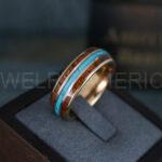 Turquoise Ring, Wood Ring, Wood Wedding Band, Turquoise Wedding Band, Turquoise Wedding Ring