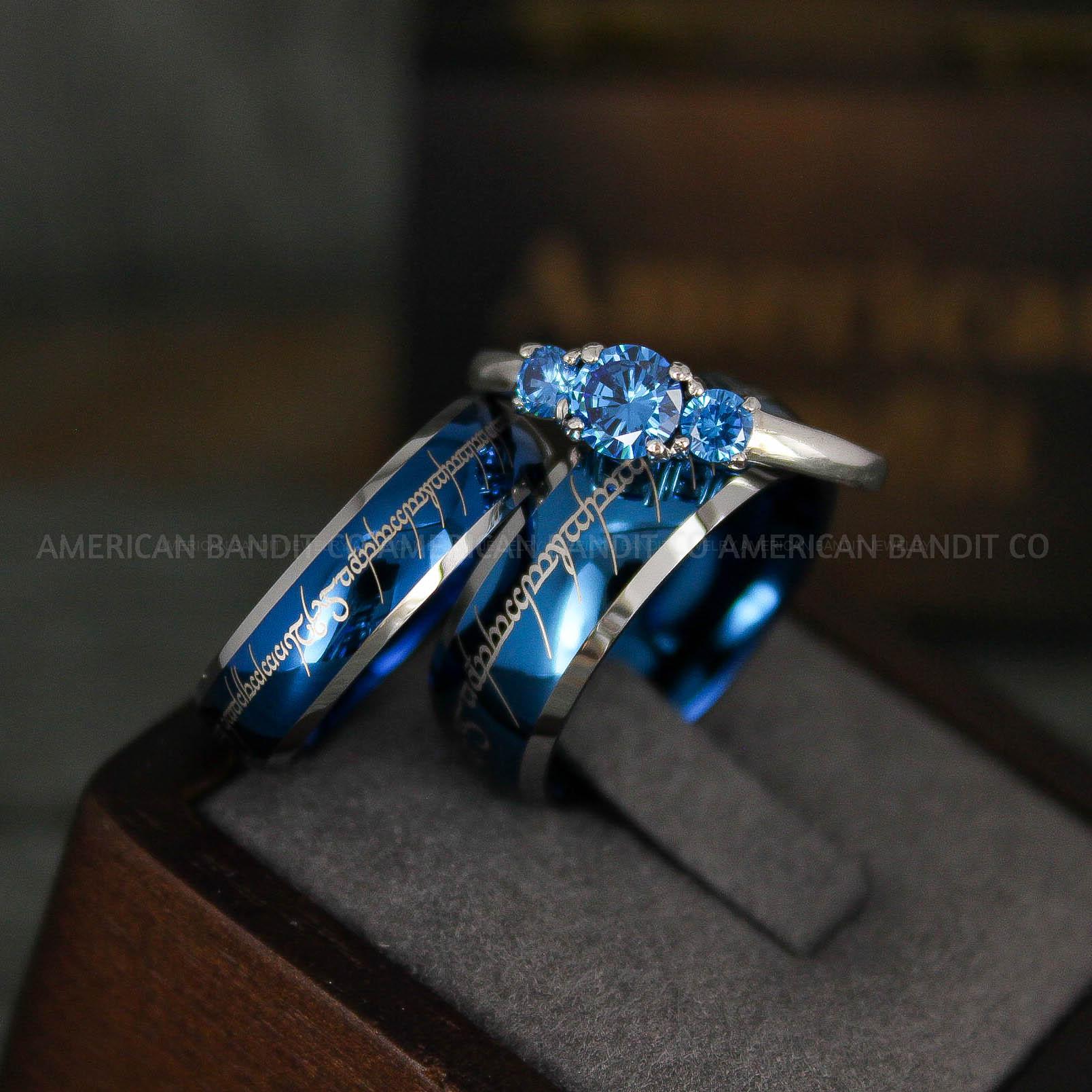 IMG_6215 Elvish Rings, Elvish Wedding Rings, Elvish Wedding Bands, Elvish Jewelry, Blue Wedding Rings - Image 1