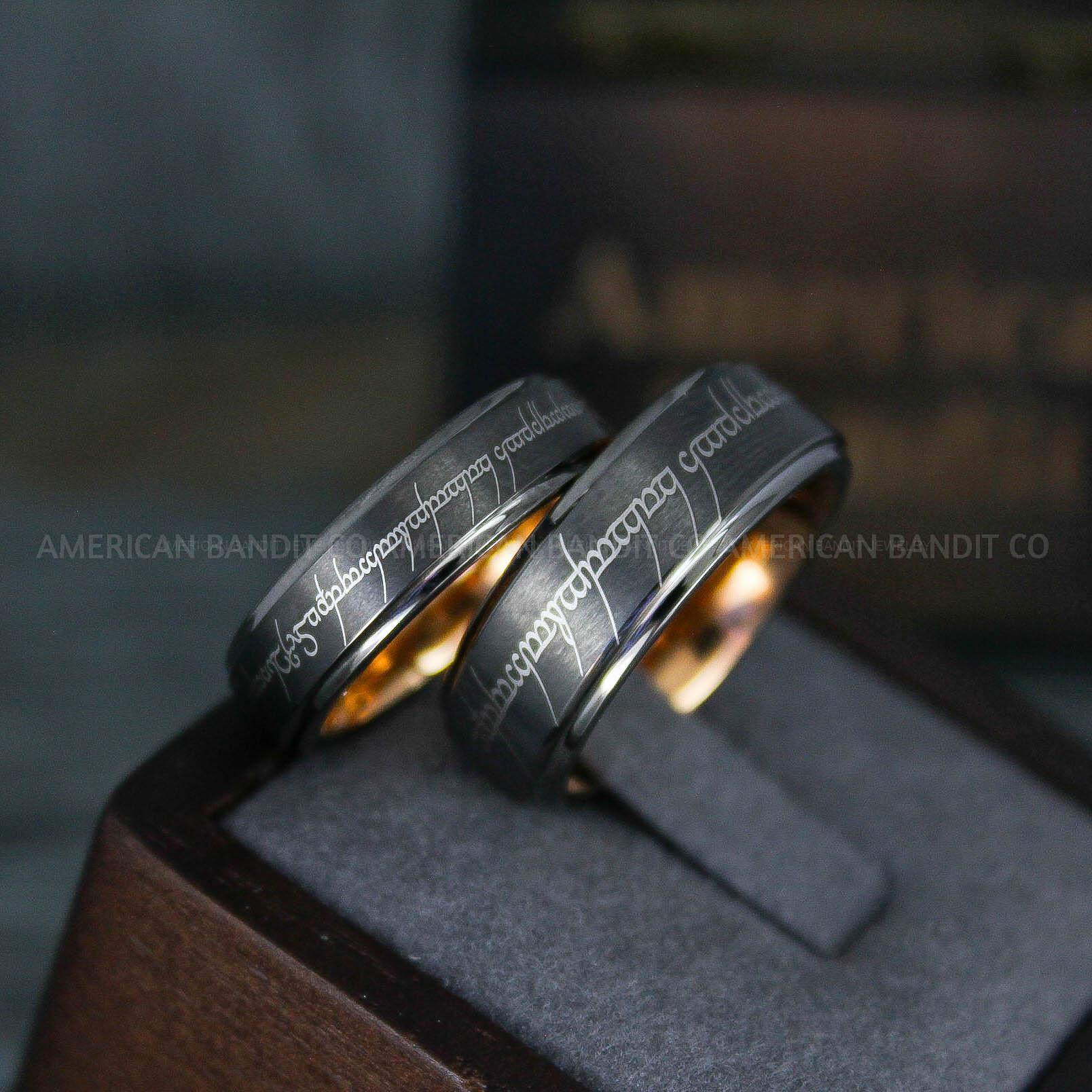 IMG_6217 Elvish Rings, Elvish Wedding Rings, Elvish Wedding Bands, Elvish Jewelry, Gunmetal Wedding Rings - Image 1