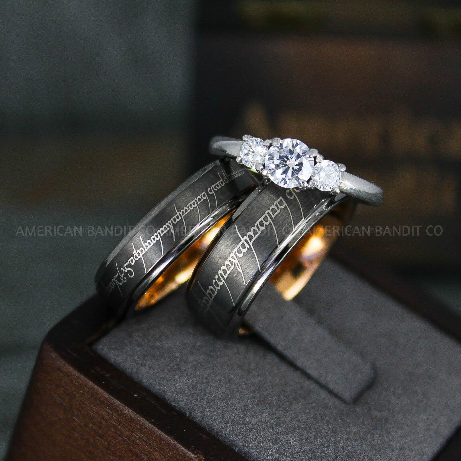 IMG_6218 Elvish Rings, Elvish Wedding Rings, Elvish Wedding Bands, Elvish Jewelry, Gunmetal Wedding Rings - Image 1