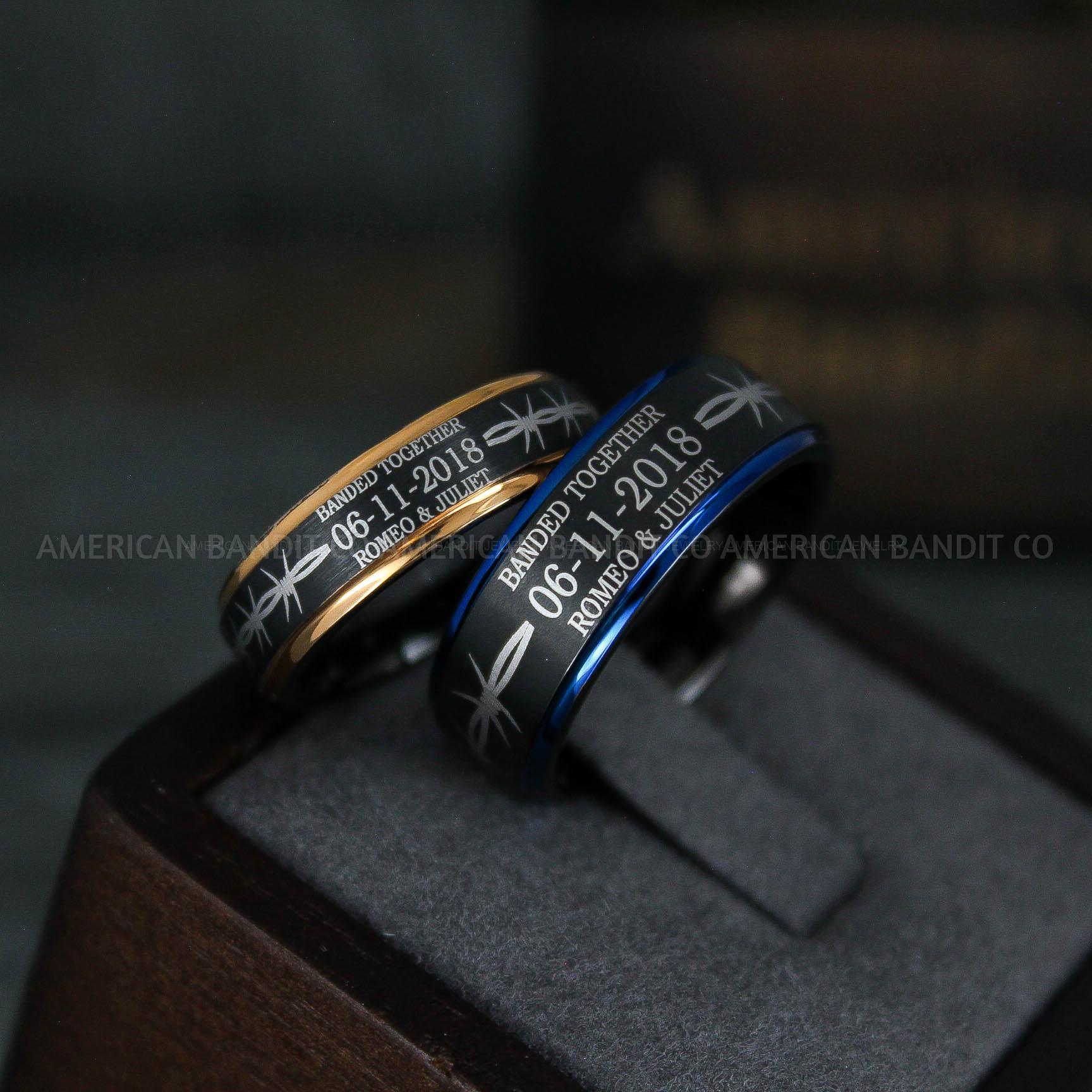 IMG_6305 Banded Together Rings, Couple Rings, Black Wedding Bands, Matching Wedding Rings - Image 1