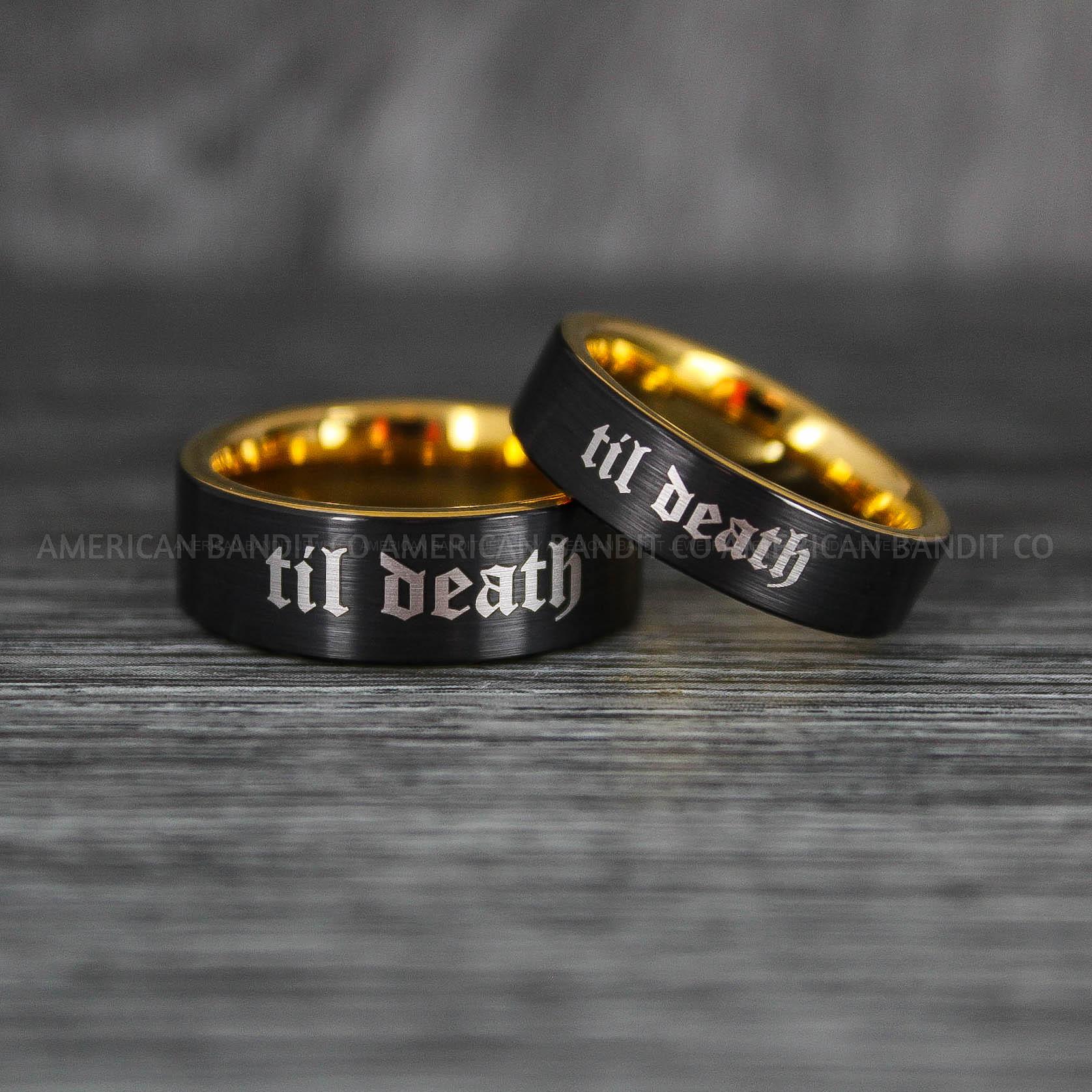 IMG_6339 Til Death Do Us Part Rings, Til Death Do Us Part Wedding Rings, Black Wedding Bands - Image 1