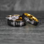 Til Death Do Us Part Rings, Til Death Do Us Part Wedding Rings, Black Wedding Bands