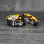 Til Death Do Us Part Rings, Til Death Do Us Part Wedding Rings, Black Wedding Bands
