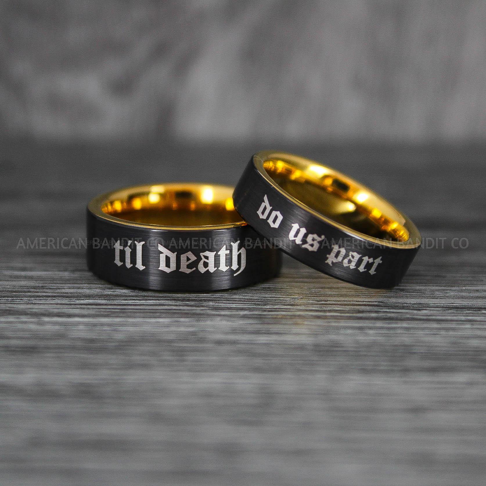 IMG_6343 Til Death Do Us Part Rings, Til Death Do Us Part Wedding Rings, Black Wedding Bands - Image 1