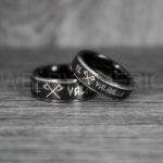 Til Valhalla Rings, Viking Rings, Runes Rings, Vegvísir Ring, Nordic Rings, Norsemen Rings, Nordic Runes Rings, Black Tungsten Bands - Image 2