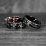 Til Valhalla Rings, Viking Rings, Runes Rings, Vegvísir Ring, Nordic Rings, Norsemen Rings, Nordic Runes Rings, Black Tungsten Bands