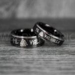 Til Valhalla Rings, Viking Rings, Runes Rings, Vegvísir Ring, Nordic Rings, Norsemen Rings, Nordic Runes Rings, Black Tungsten Bands - Image 3