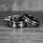 Til Valhalla Rings, Viking Rings, Runes Rings, Vegvísir Ring, Nordic Rings, Norsemen Rings, Nordic Runes Rings, Black Tungsten Bands
