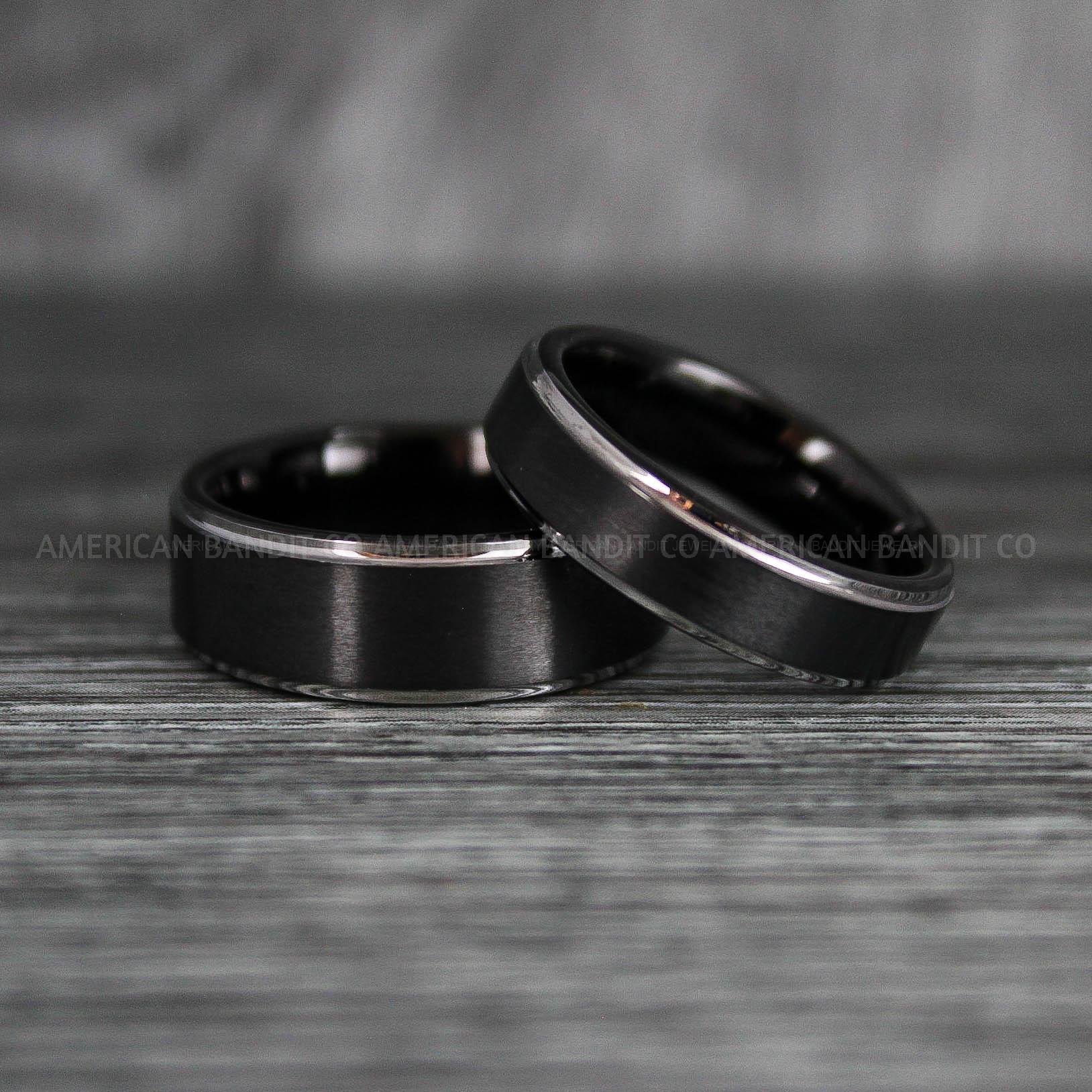 IMG_6377 Couple Rings, Couple Wedding Rings, Couple Wedding Band, Black Wedding Rings - Image 1