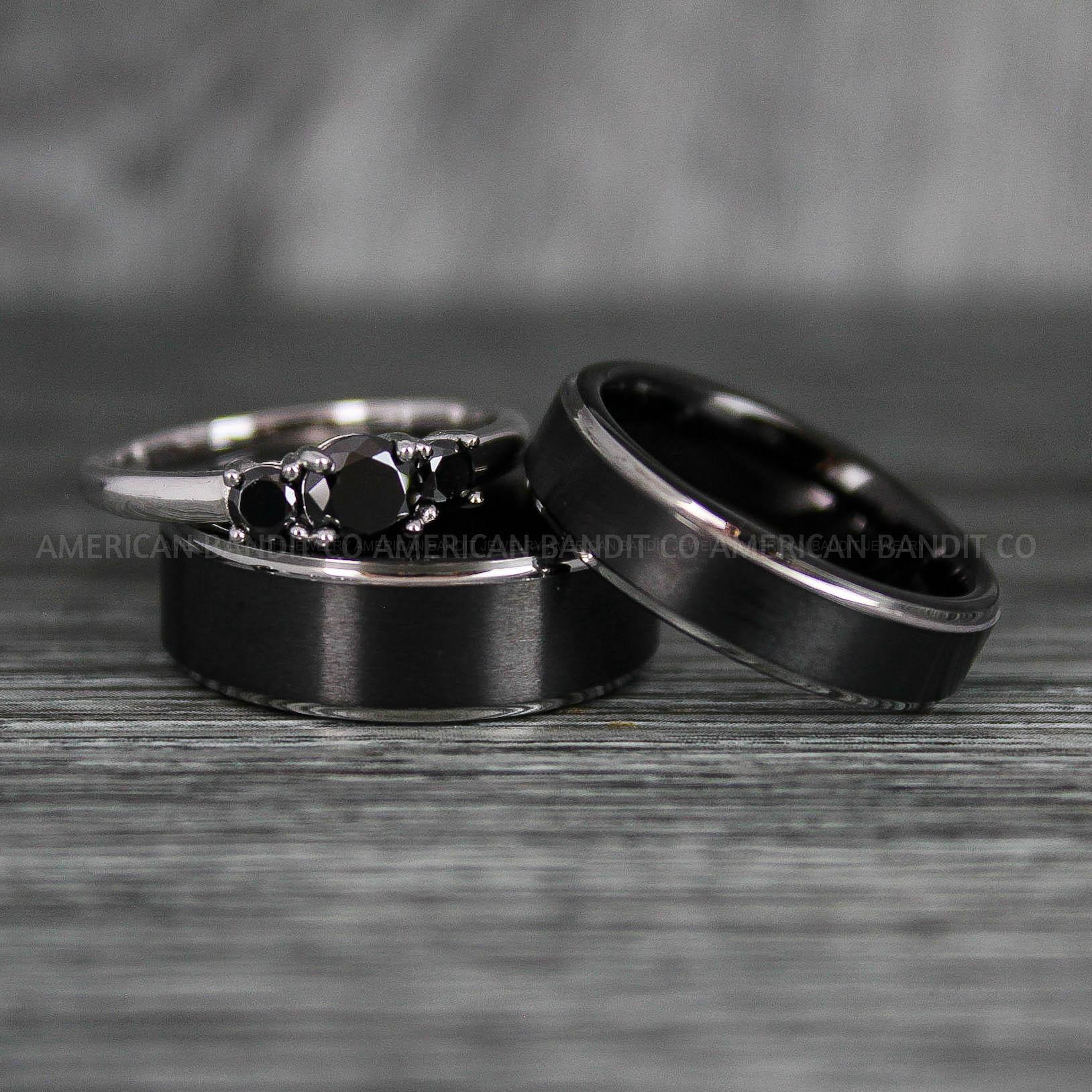 IMG_6378 Couple Rings, Couple Wedding Rings, Couple Wedding Band, Black Wedding Rings - Image 1
