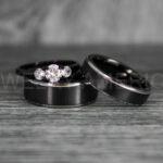 Couple Rings, Couple Wedding Rings, Couple Wedding Band, Black Wedding Rings