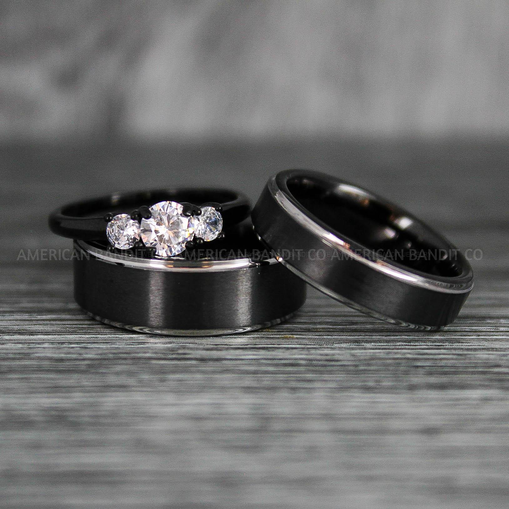 IMG_6379 Couple Rings, Couple Wedding Rings, Couple Wedding Band, Black Wedding Rings - Image 1