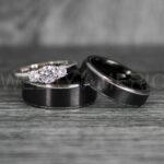 Couple Rings, Couple Wedding Rings, Couple Wedding Band, Black Wedding Rings