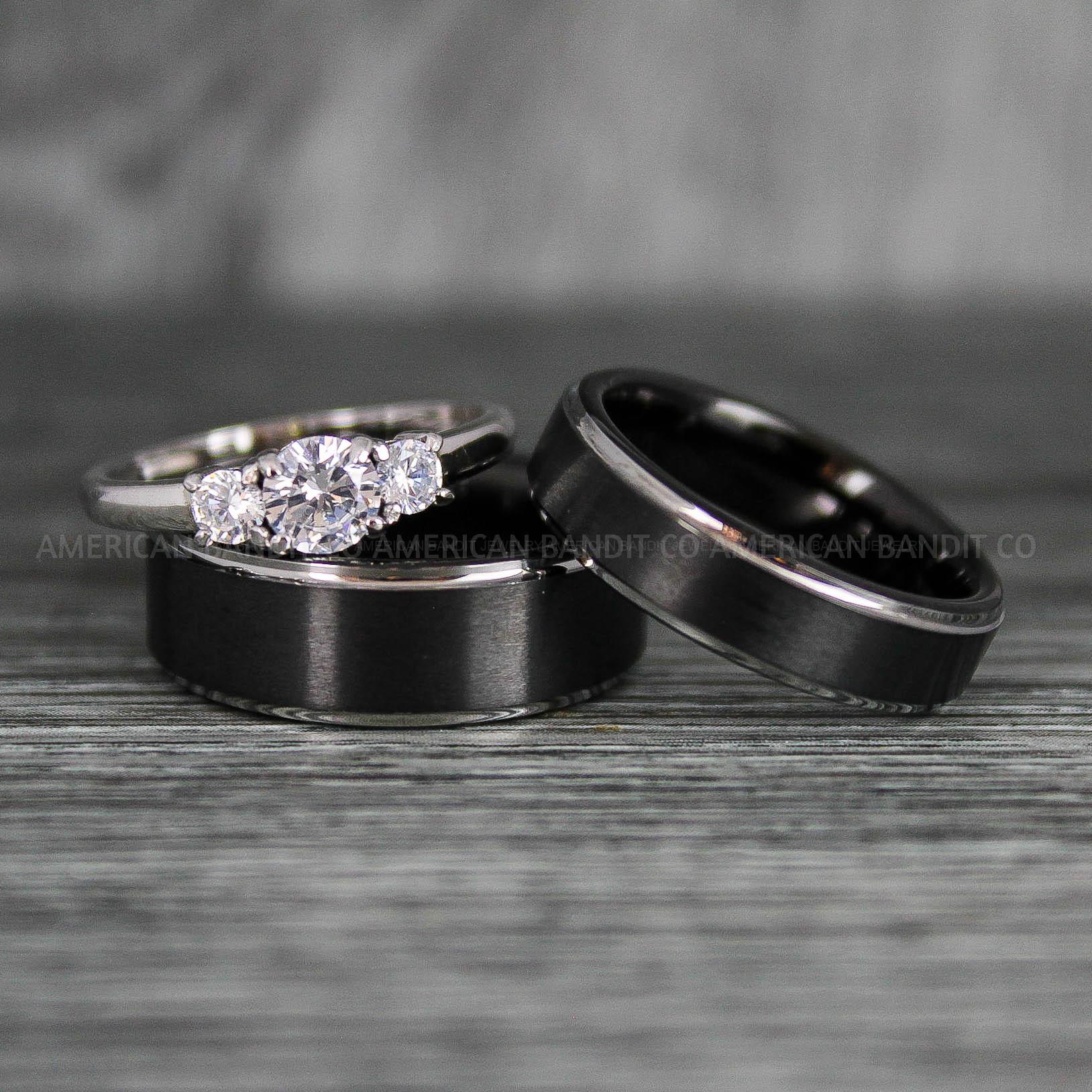 IMG_6380 Couple Rings, Couple Wedding Rings, Couple Wedding Band, Black Wedding Rings - Image 1