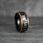 Til Valhalla Rings, Viking Rings, Runes Rings, Vegvísir Ring, Nordic Rings, Norsemen Rings, Nordic Runes Rings, Black Tungsten Bands - Image 3