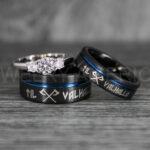 Til Valhalla Rings, Viking Rings, Runes Rings, Vegvísir Ring, Nordic Rings, Norsemen Rings, Nordic Runes Rings, Black Tungsten Bands