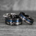 Til Valhalla Rings, Viking Rings, Runes Rings, Vegvísir Ring, Nordic Rings, Norsemen Rings, Nordic Runes Rings, Black Tungsten Bands