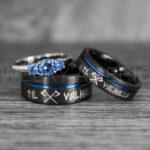 Til Valhalla Rings, Viking Rings, Runes Rings, Vegvísir Ring, Nordic Rings, Norsemen Rings, Nordic Runes Rings, Black Tungsten Bands