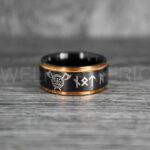 Til Valhalla Rings, Viking Rings, Runes Rings, Vegvísir Ring, Nordic Rings, Norsemen Rings, Nordic Runes Rings, Black Tungsten Bands - Image 2
