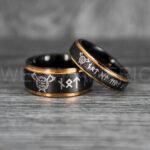 Til Valhalla Rings, Viking Rings, Runes Rings, Vegvísir Ring, Nordic Rings, Norsemen Rings, Nordic Runes Rings, Black Tungsten Bands - Image 3