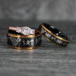 Til Valhalla Rings, Viking Rings, Runes Rings, Vegvísir Ring, Nordic Rings, Norsemen Rings, Nordic Runes Rings, Black Tungsten Bands