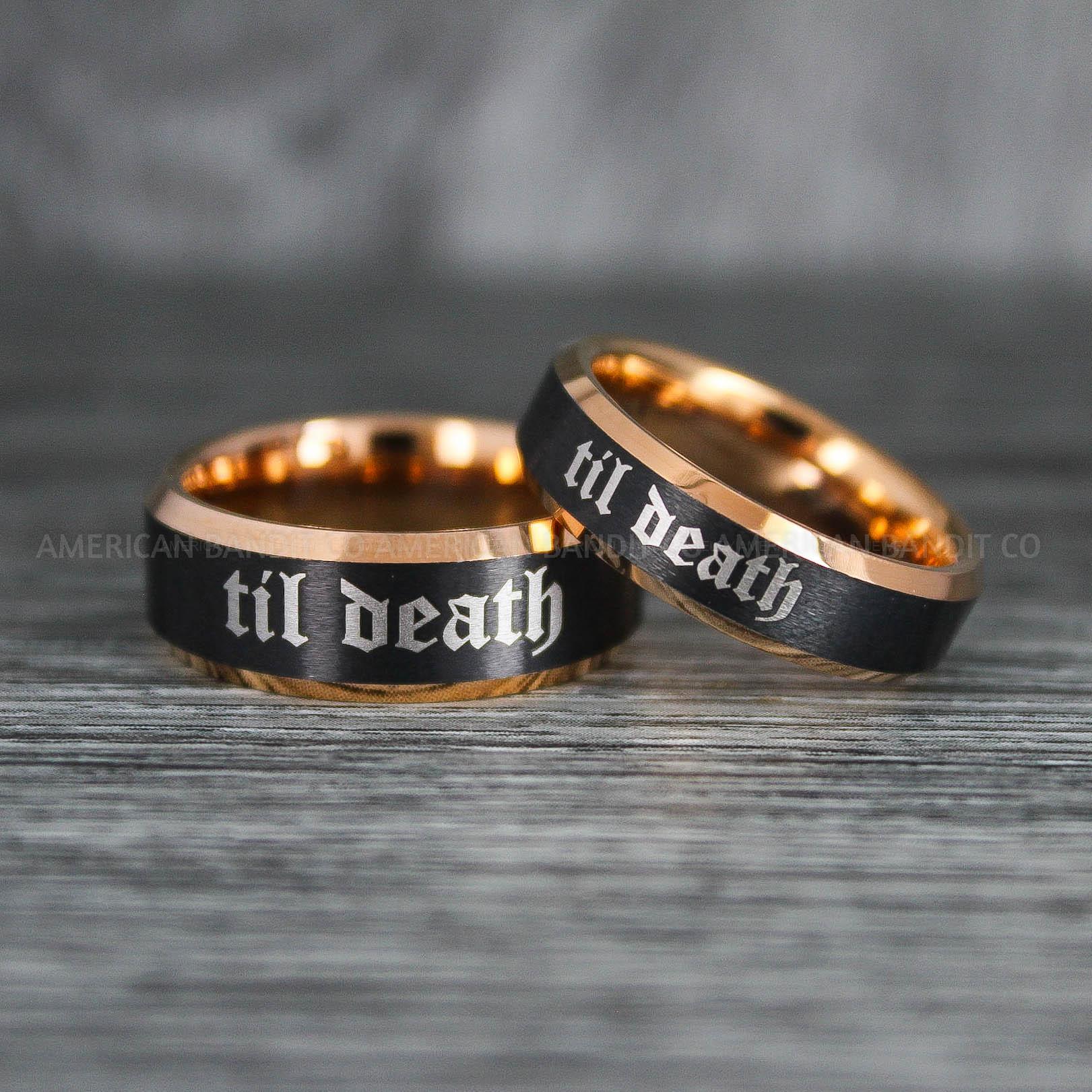 IMG_6407 Til Death Do Us Part Rings, Til Death Do Us Part Wedding Rings, Black Wedding Bands - Image 1