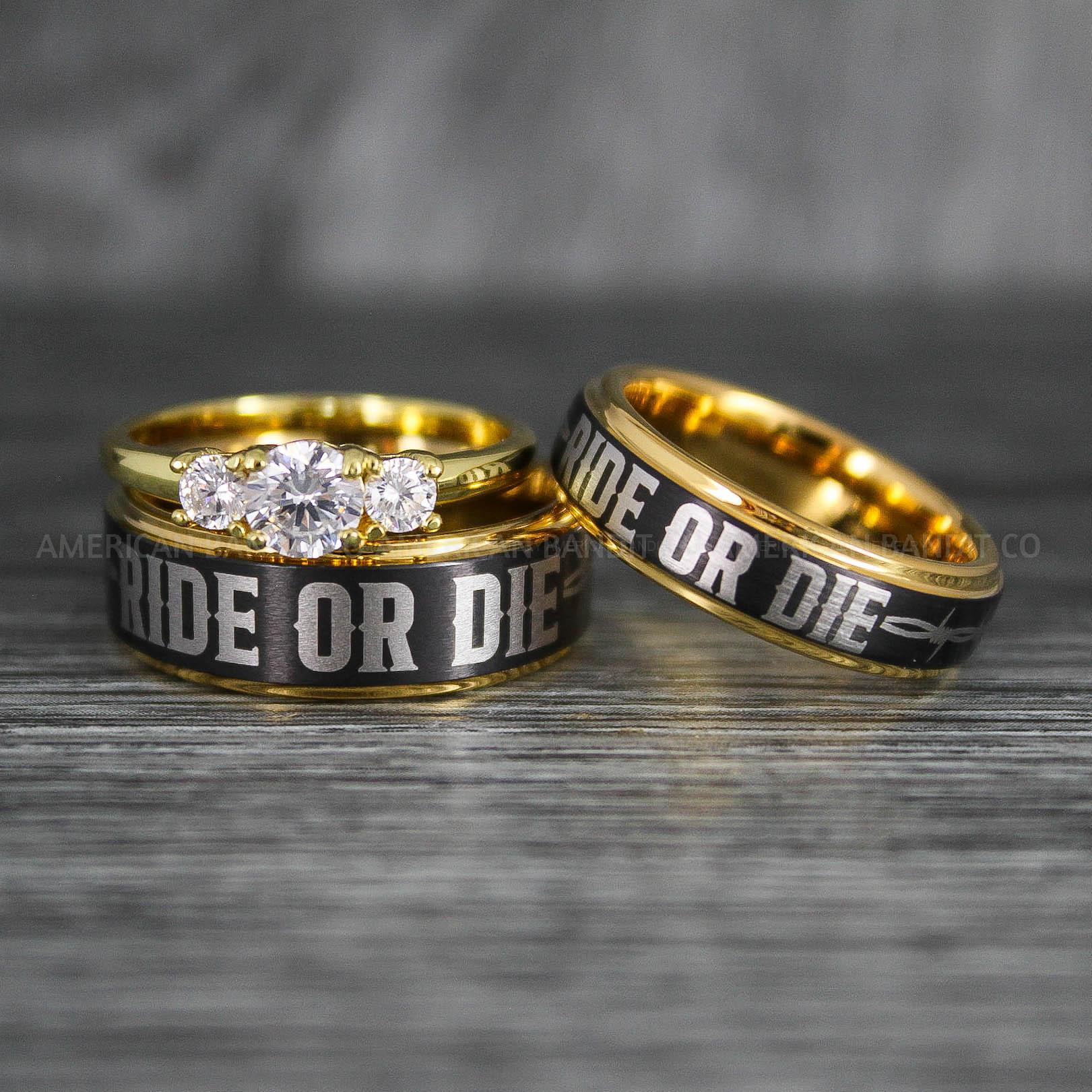 IMG_6413 Ride or Die Rings, Ride or Die, Ride or Die Wedding Rings, Ride or Die Wedding Bands, Black Wedding Rings, Black Wedding Bands, Biker Rings - Image 1
