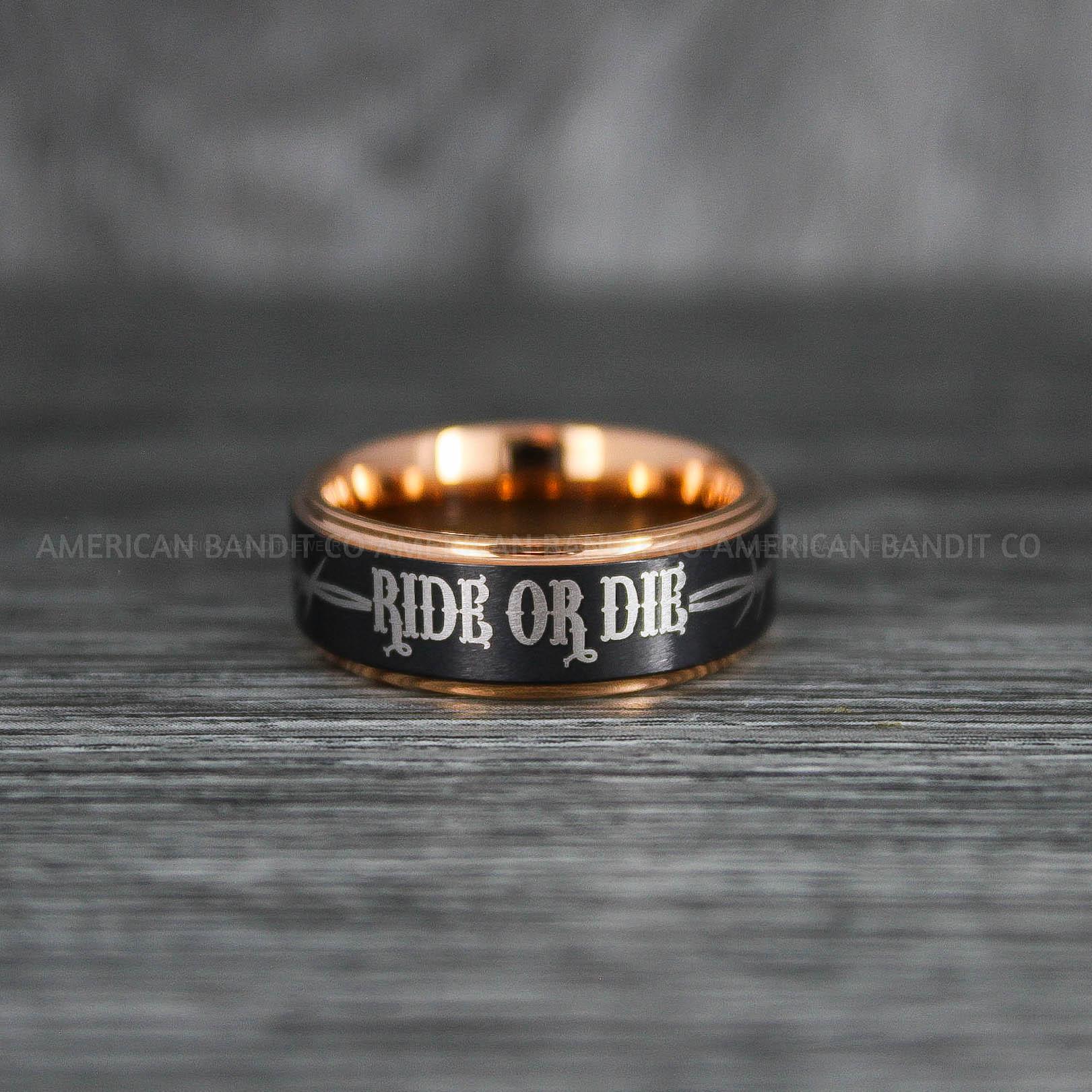 IMG_6418 Ride or Die Rings, Ride or Die, Ride or Die Wedding Rings, Ride or Die Wedding Bands, Black Wedding Rings, Black Wedding Bands, Biker Rings - Image 1