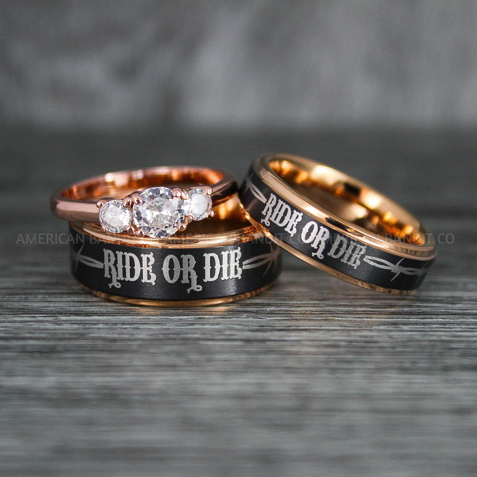 IMG_6420 Ride or Die Rings, Ride or Die, Ride or Die Wedding Rings, Ride or Die Wedding Bands, Black Wedding Rings, Black Wedding Bands, Biker Rings - Image 1