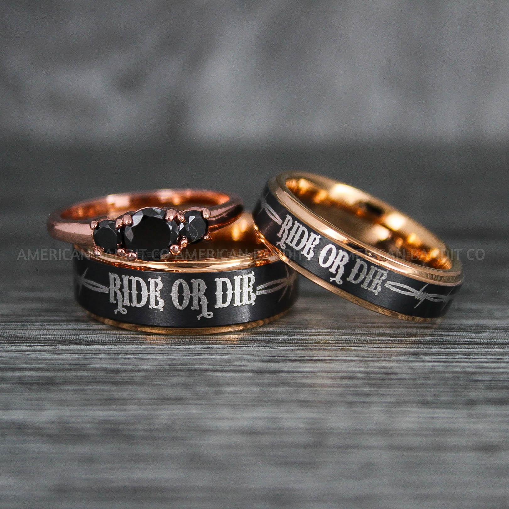 IMG_6421 Ride or Die Rings, Ride or Die, Ride or Die Wedding Rings, Ride or Die Wedding Bands, Black Wedding Rings, Black Wedding Bands, Biker Rings - Image 1