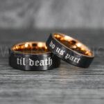 Til Death Do Us Part Rings, Til Death Do Us Part Wedding Rings, Black Wedding Bands - Image 3