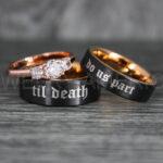 Til Death Do Us Part Rings, Til Death Do Us Part Wedding Rings, Black Wedding Bands - Image 4