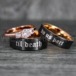Til Death Do Us Part Rings, Til Death Do Us Part Wedding Rings, Black Wedding Bands