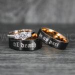 Til Death Do Us Part Rings, Til Death Do Us Part Wedding Rings, Black Wedding Bands - Image 4