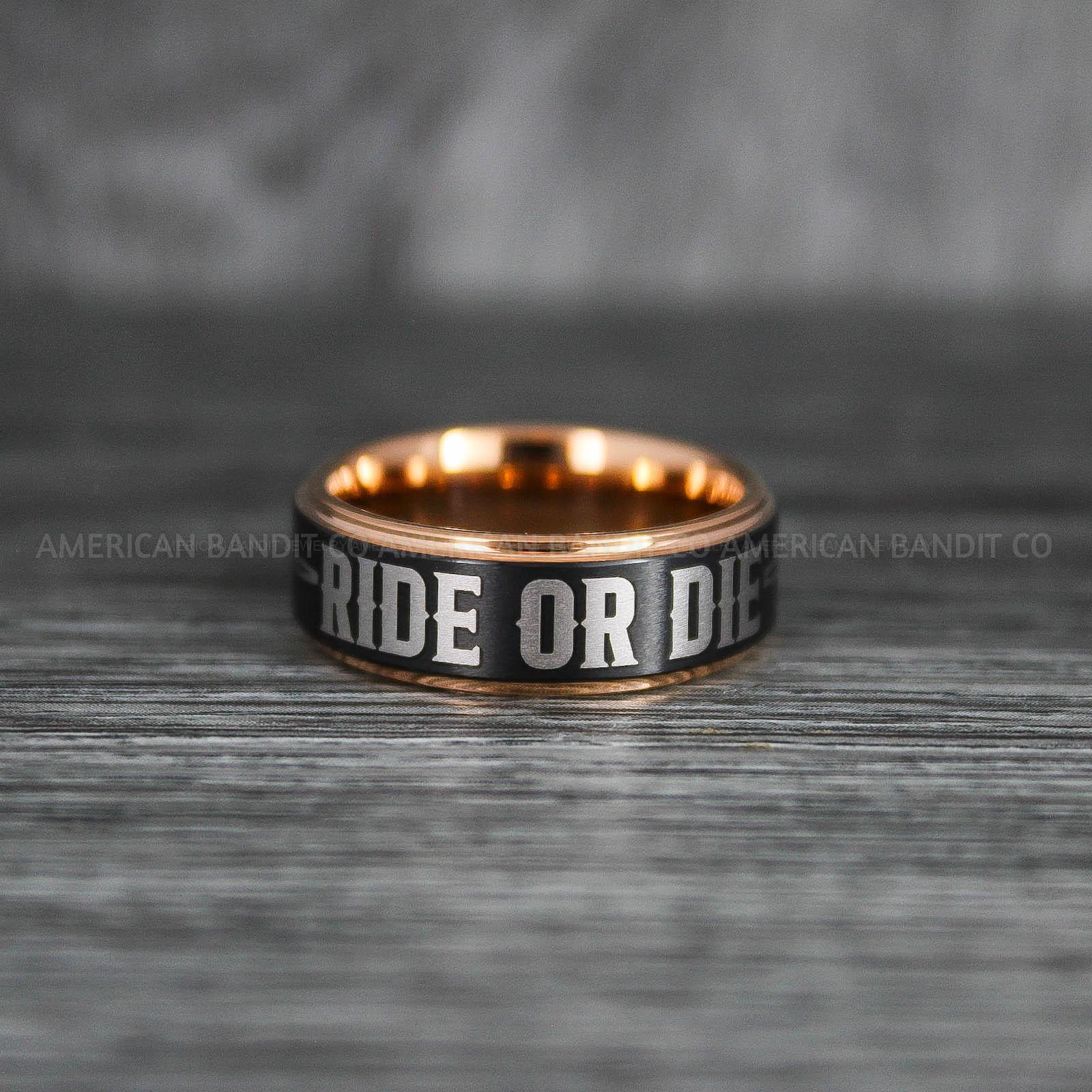 IMG_6437 Ride or Die Rings, Ride or Die, Ride or Die Wedding Rings, Ride or Die Wedding Bands, Black Wedding Rings, Black Wedding Bands, Biker Rings - Image 1