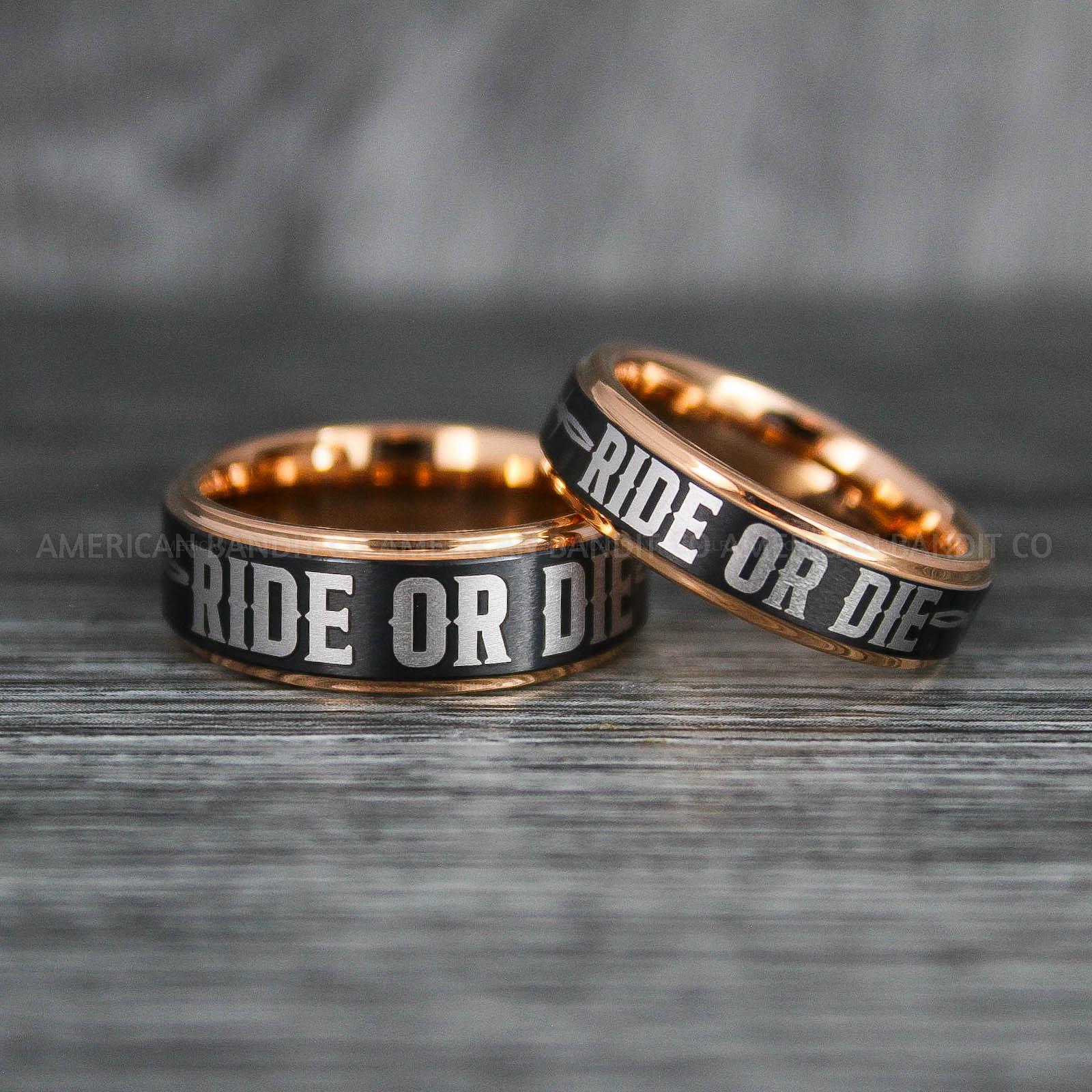 IMG_6438 Ride or Die Rings, Ride or Die, Ride or Die Wedding Rings, Ride or Die Wedding Bands, Black Wedding Rings, Black Wedding Bands, Biker Rings - Image 1