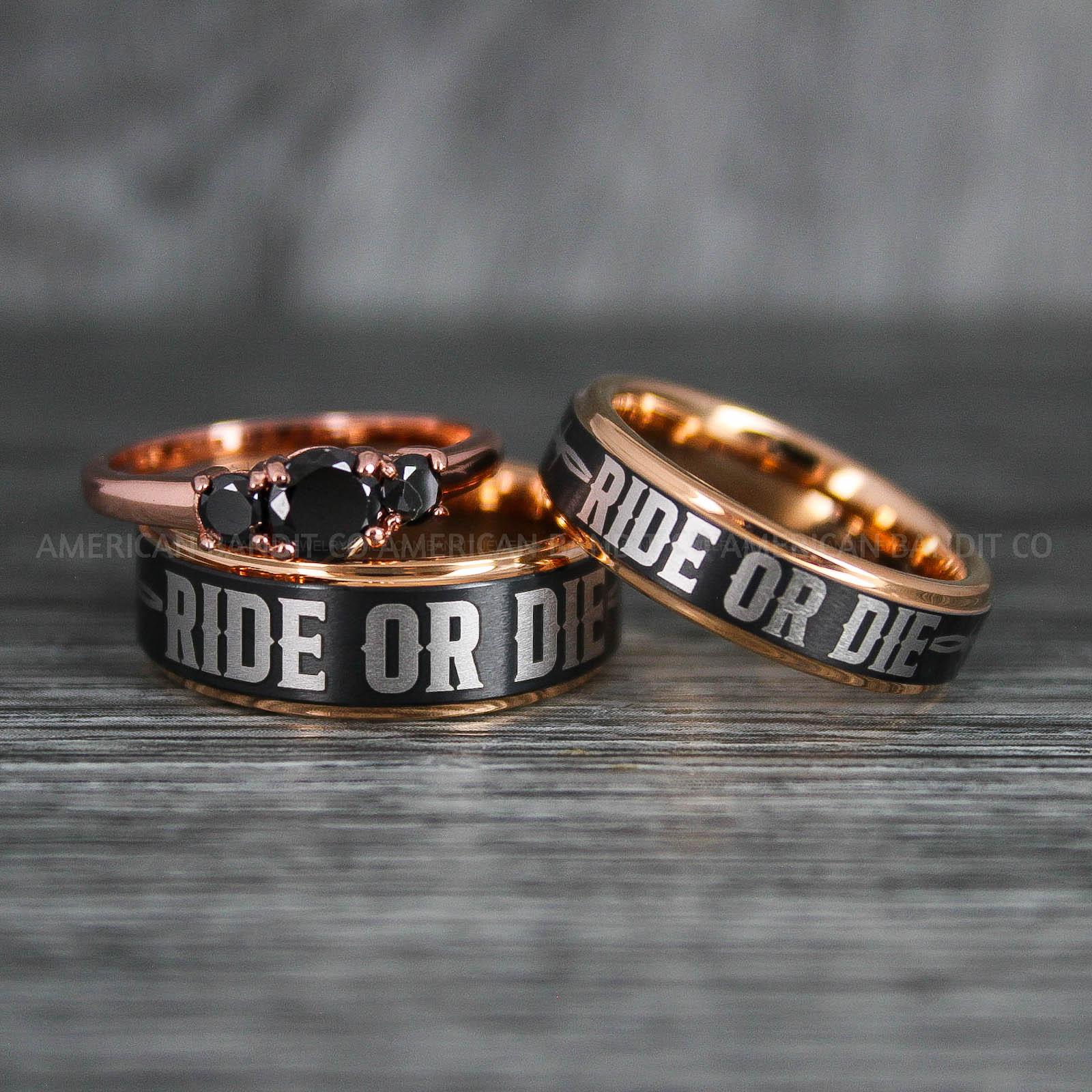 IMG_6439 Ride or Die Rings, Ride or Die, Ride or Die Wedding Rings, Ride or Die Wedding Bands, Black Wedding Rings, Black Wedding Bands, Biker Rings - Image 1