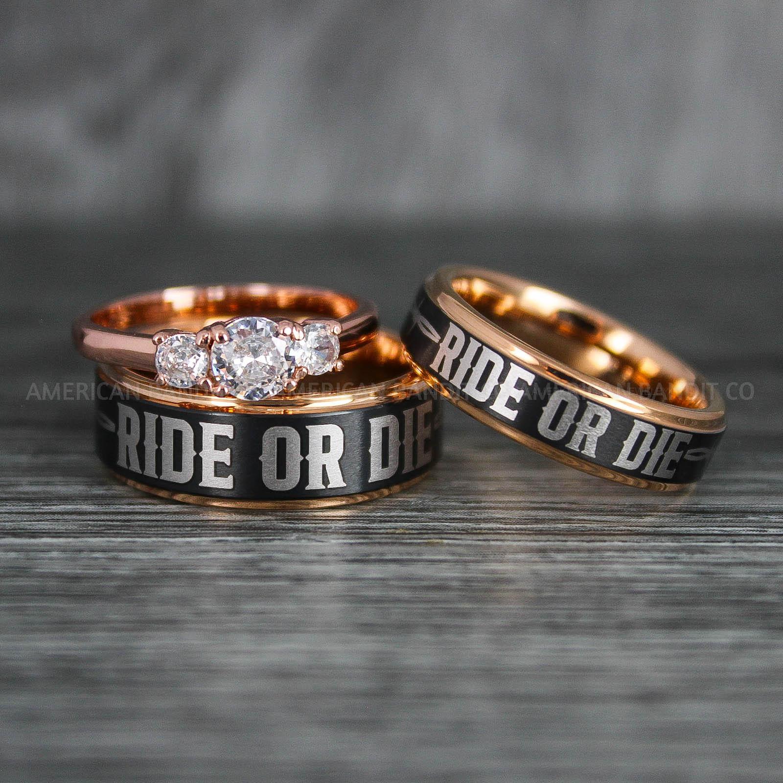 IMG_6440 Ride or Die Rings, Ride or Die, Ride or Die Wedding Rings, Ride or Die Wedding Bands, Black Wedding Rings, Black Wedding Bands, Biker Rings - Image 1