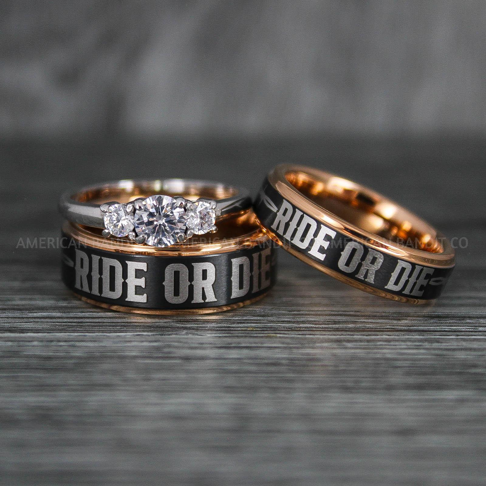 IMG_6441 Ride or Die Rings, Ride or Die, Ride or Die Wedding Rings, Ride or Die Wedding Bands, Black Wedding Rings, Black Wedding Bands, Biker Rings - Image 1