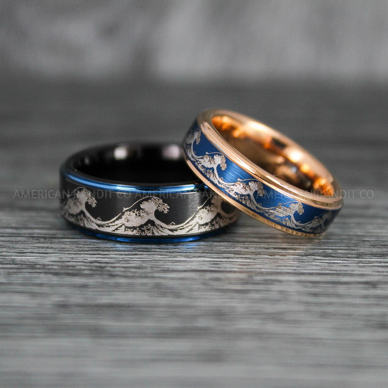 IMG_6449 Ocean Wave Rings, Couple Rings, Wave Rings, Beach Jewelry, Beach Wedding Rings, Summer Wedding Rings - Image 1