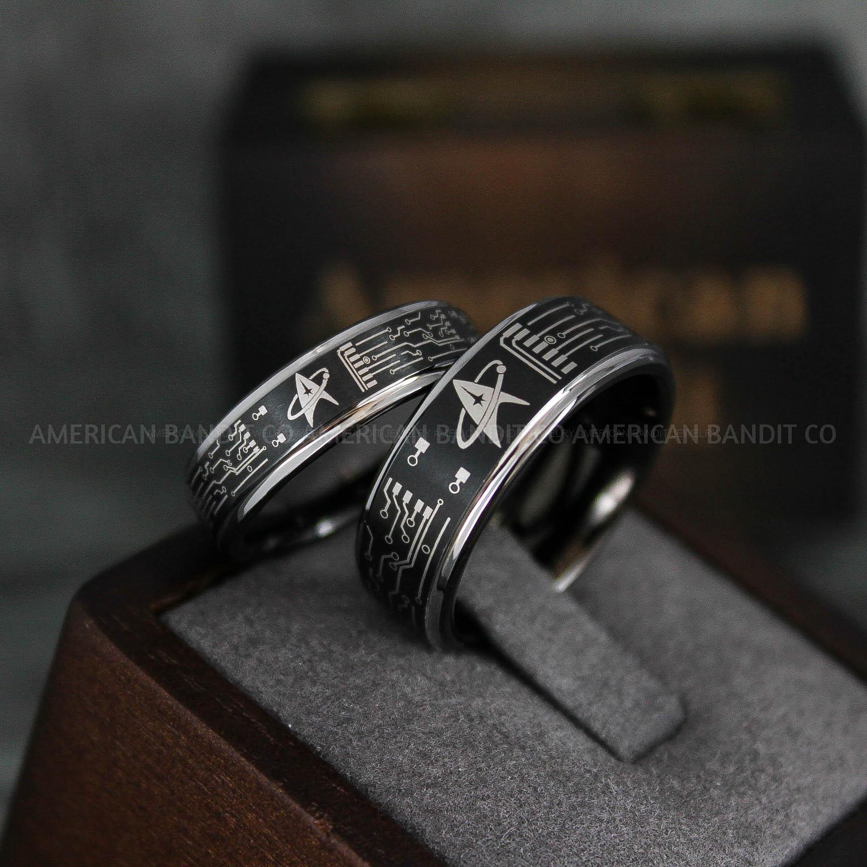 IMG_6461 Star Trek Rings, Star Trek Wedding Bands, Black Star Trek Wedding Rings, Star Trek Wedding Rings, Star Trek Jewelry - Image 1
