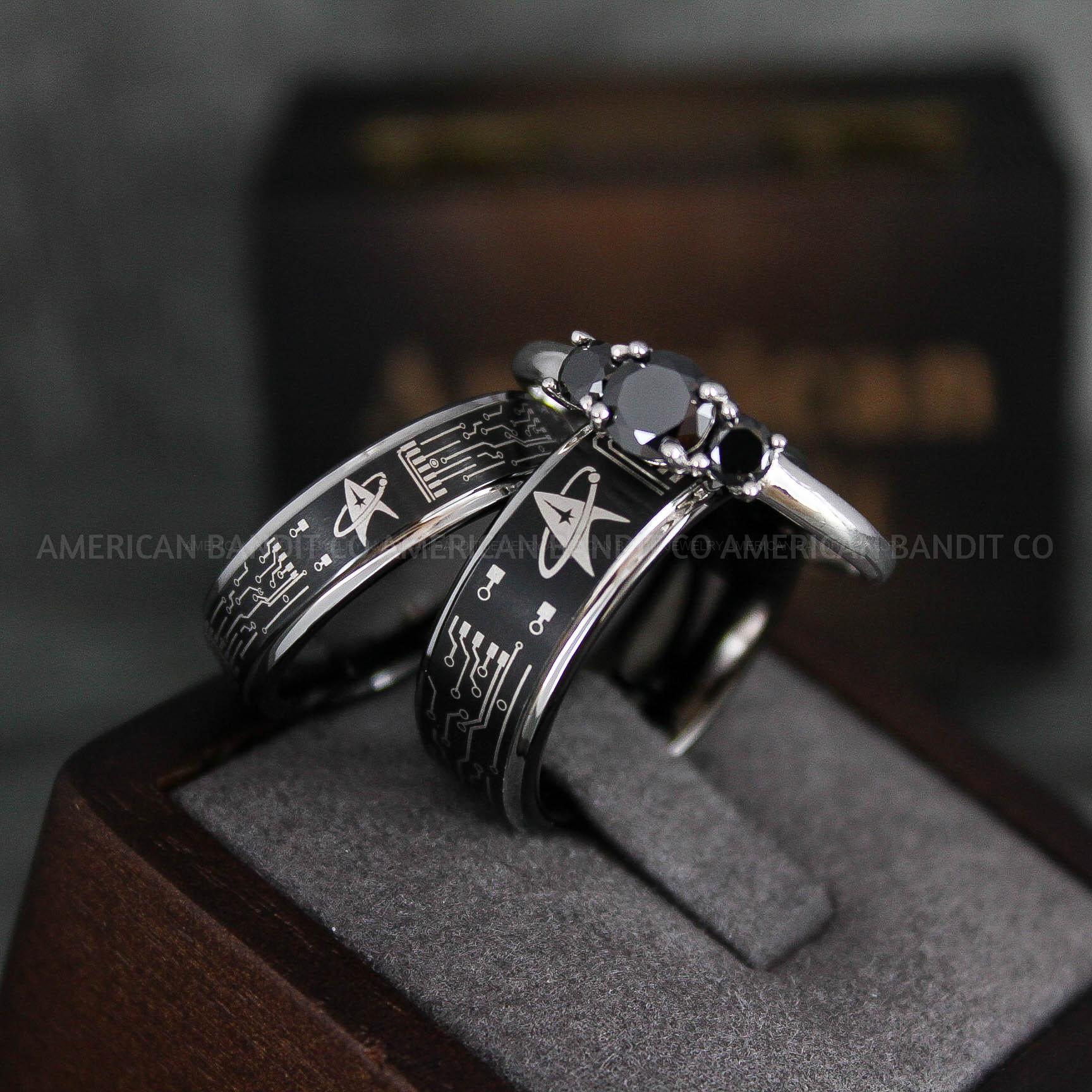 IMG_6462 Star Trek Rings, Star Trek Wedding Bands, Black Star Trek Wedding Rings, Star Trek Wedding Rings, Star Trek Jewelry - Image 1