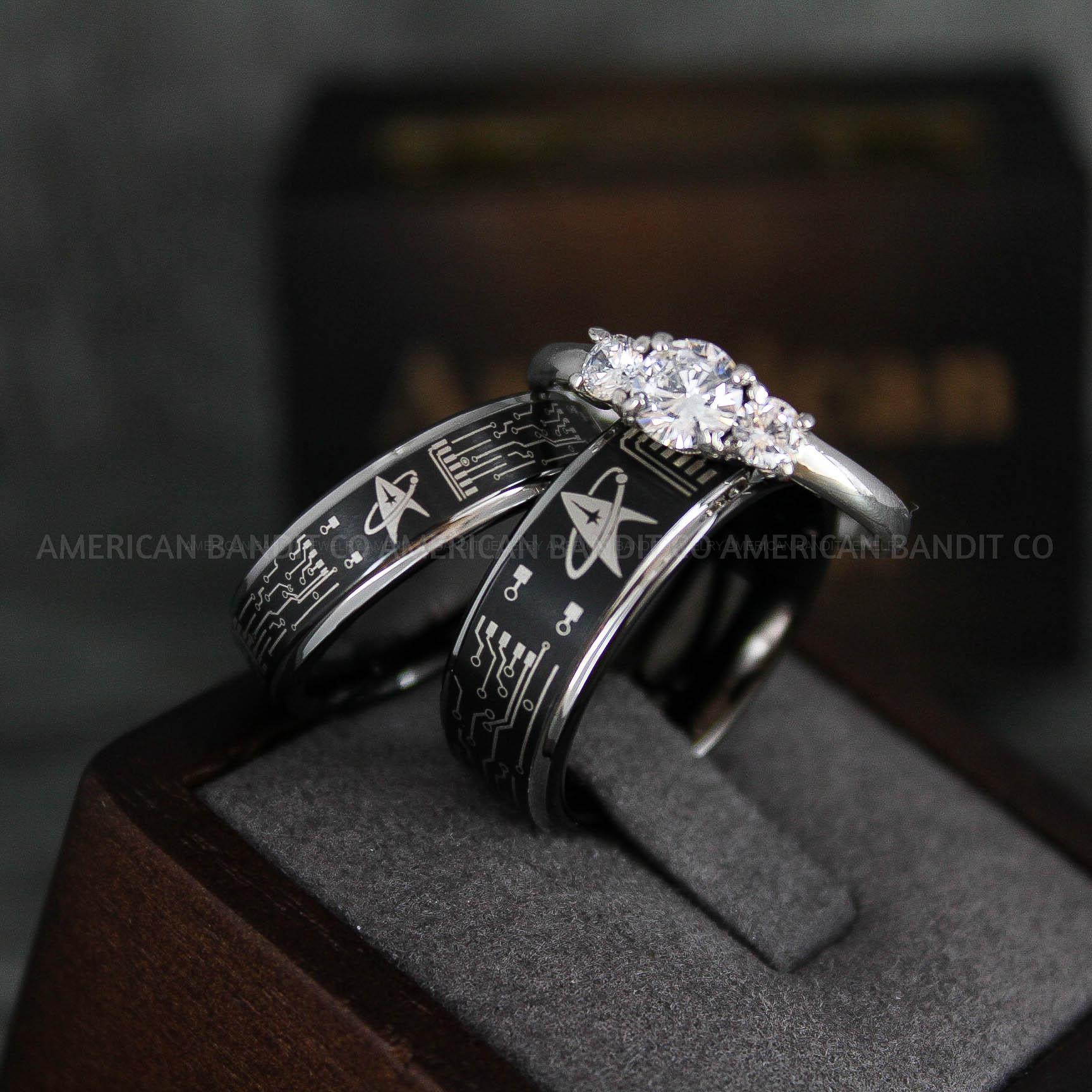IMG_6463 Star Trek Rings, Star Trek Wedding Bands, Black Star Trek Wedding Rings, Star Trek Wedding Rings, Star Trek Jewelry - Image 1