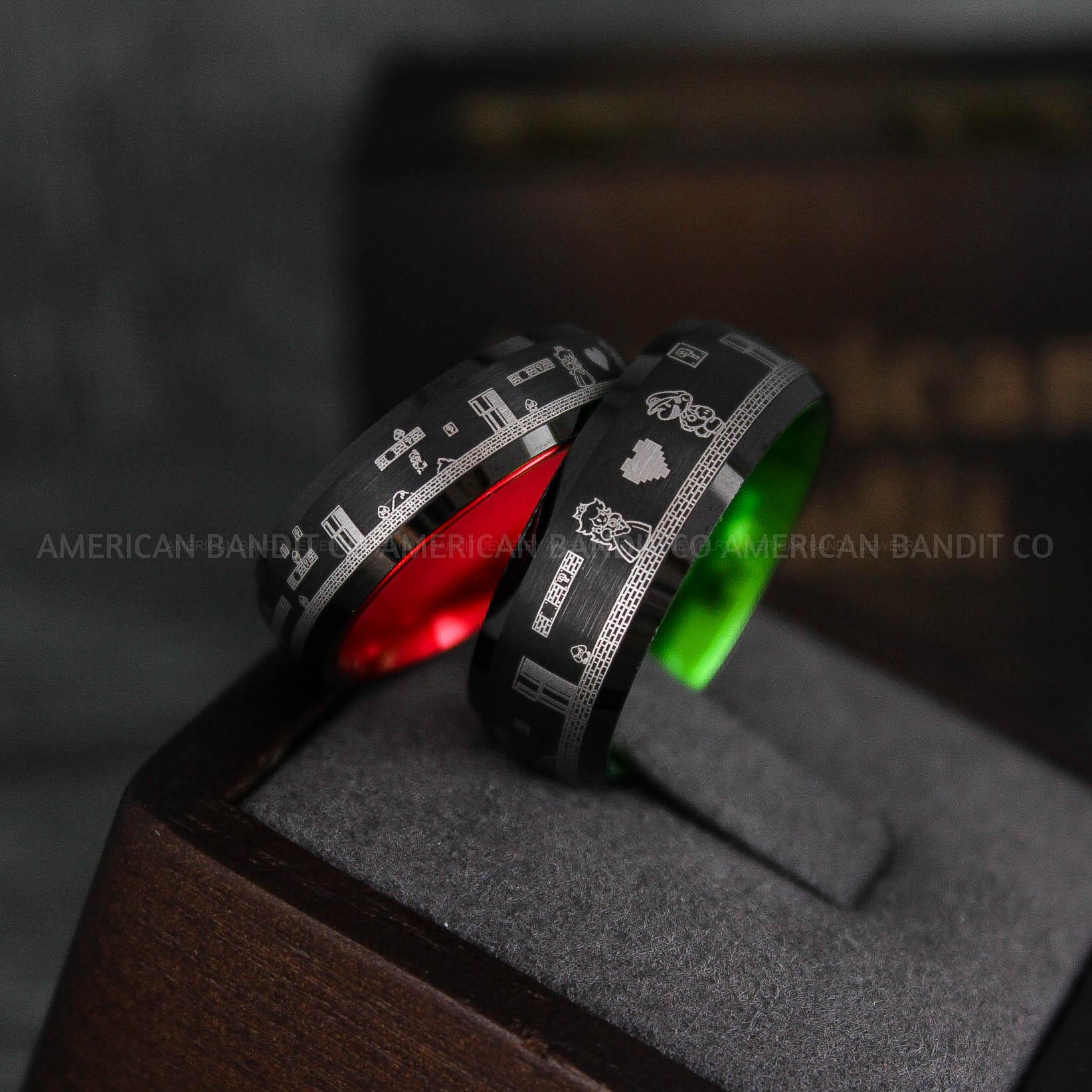 IMG_6470 Mario Rings, Couple Rings, Mario Brothers Wedding Rings, Gamer Rings, Gamer Jewelry, Mario Wedding Bands, Gamer Wedding Rings - Image 1