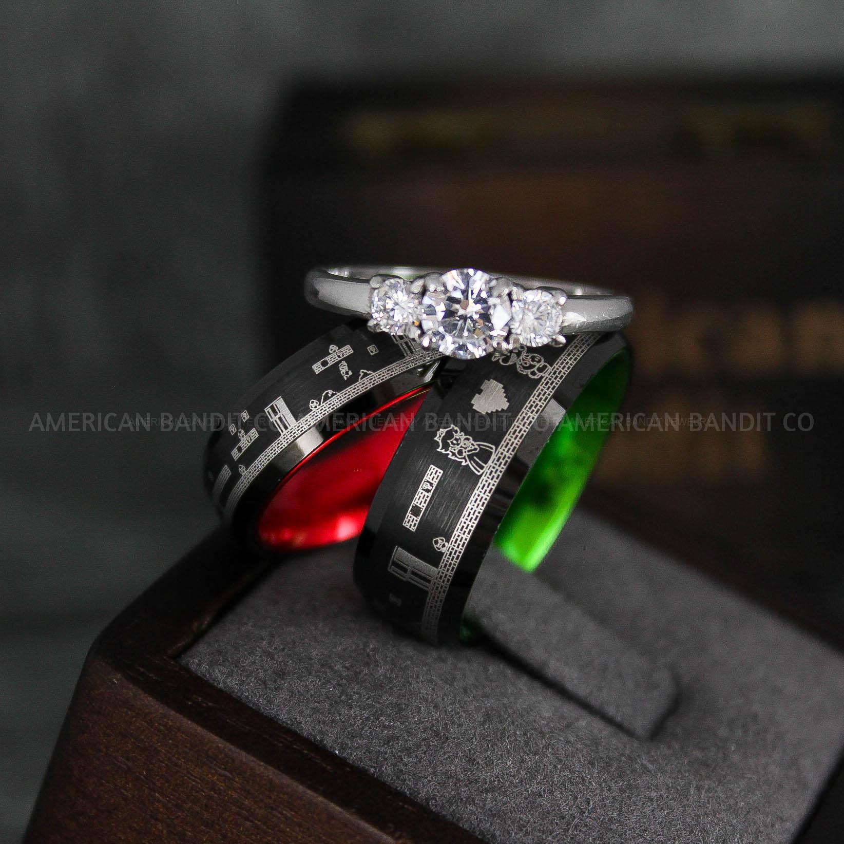 IMG_6471 Mario Rings, Couple Rings, Mario Brothers Wedding Rings, Gamer Rings, Gamer Jewelry, Mario Wedding Bands, Gamer Wedding Rings - Image 1