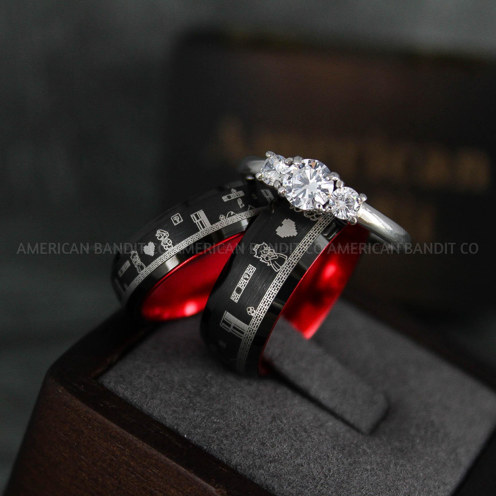 IMG_6477 Mario Rings, Couple Rings, Mario Brothers Wedding Rings, Gamer Rings, Gamer Jewelry, Mario Wedding Bands, Gamer Wedding Rings - Image 1